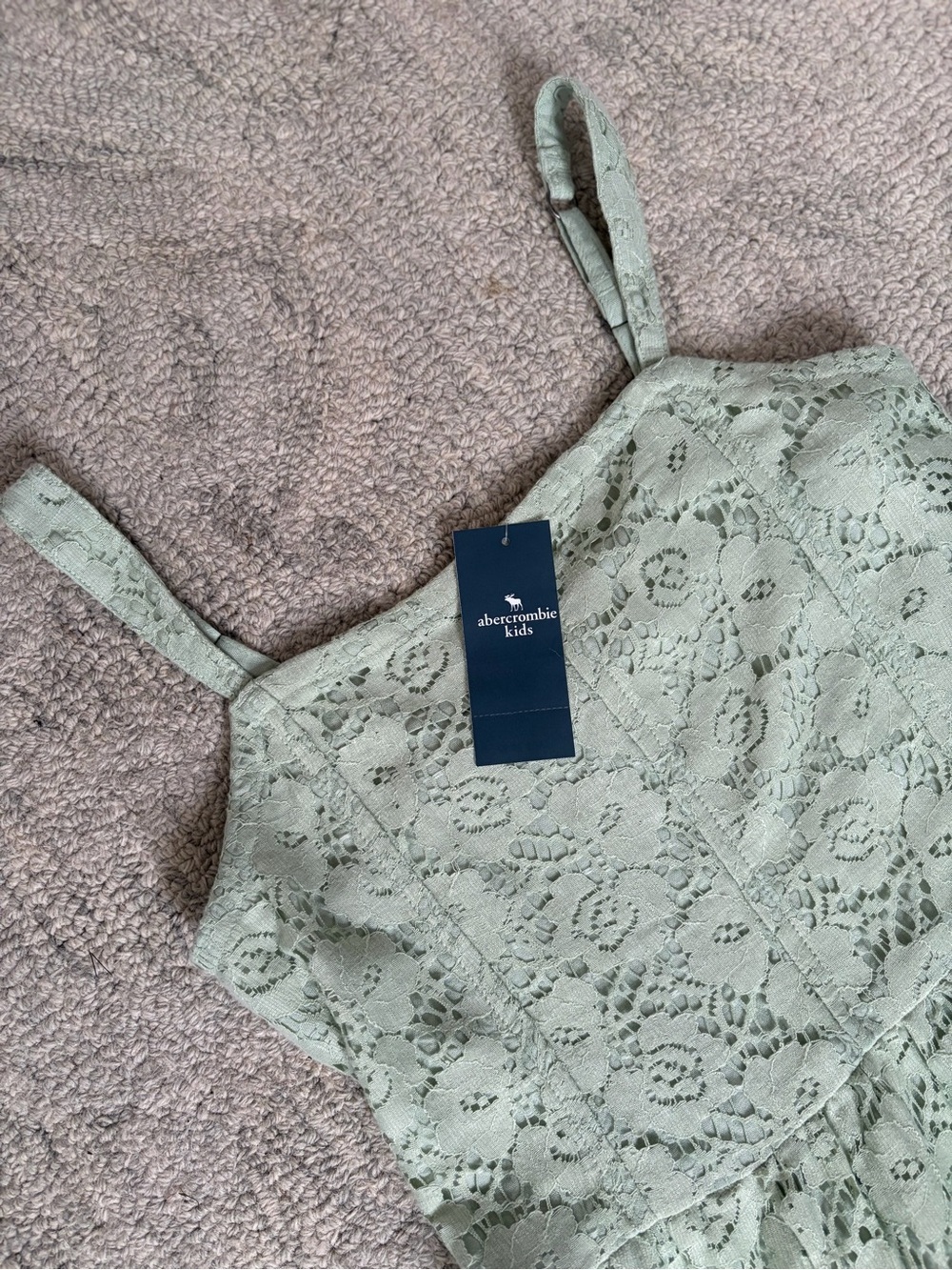 Abercrombie Kids Sage Green Lace Dress NWT Size 11/12 - Picture 4 of 9